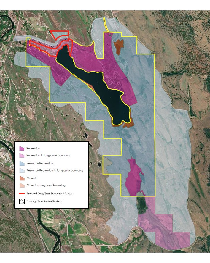 An arial view showing the Proposed Long-Term Park Boundary location for Pearrygin Lake State Park