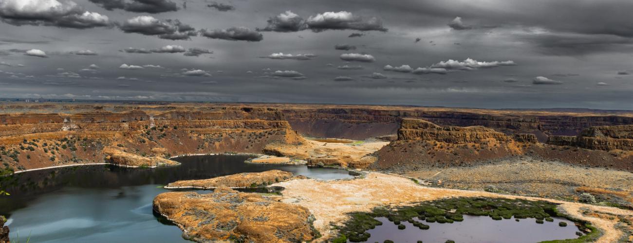 Two lakes at the bottom of Dry Falls