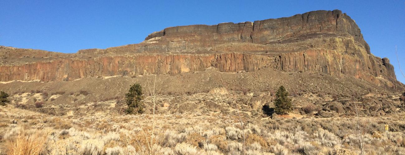 Basalt cliffs, blue sky