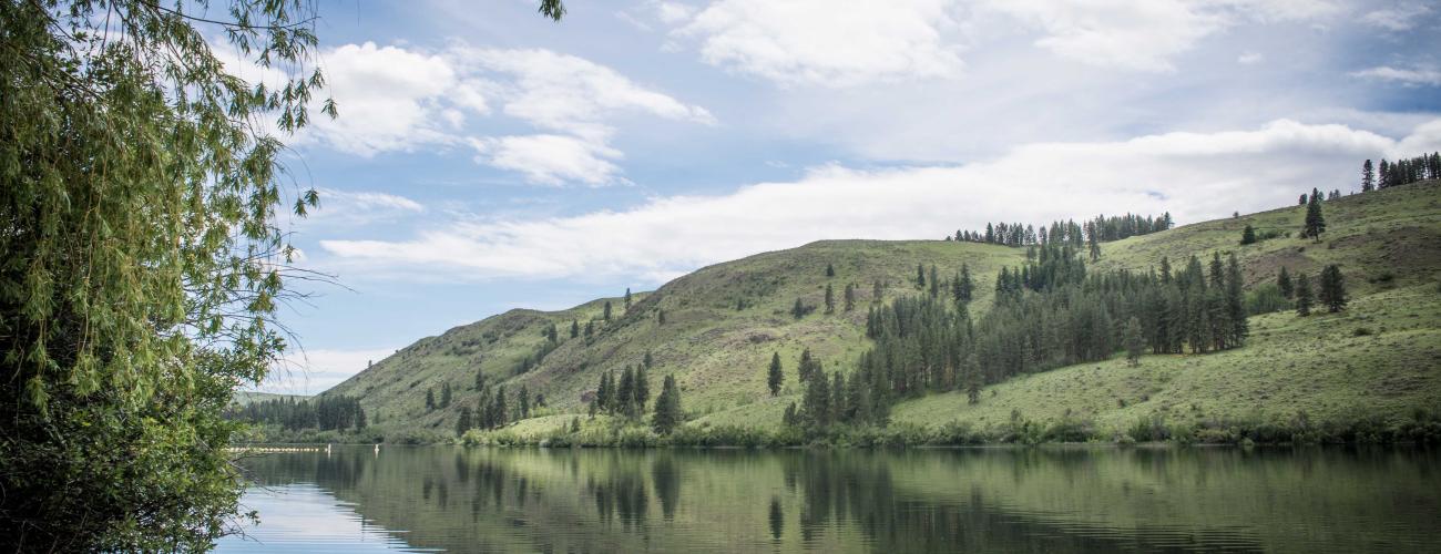 View of Pearrygin Lake looking toward the lake to the hills on the other side.