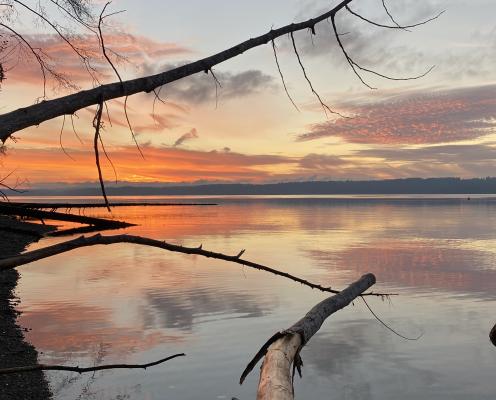 Kopachuck beach sunset view over pudget sound