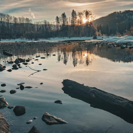 Lake Wenatchee State Park, Lake, North River, Winter