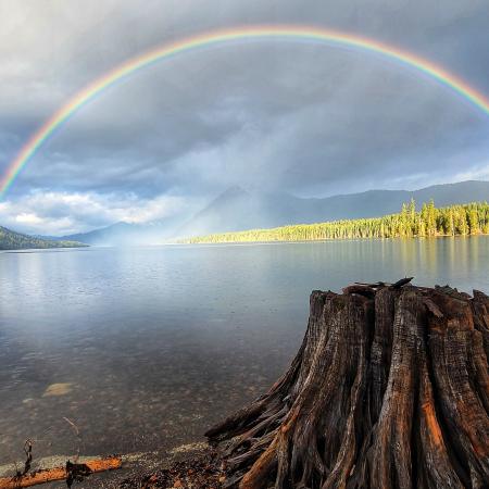 Lake Wenatchee State Park, Lake, South Beach, Double Rainbow