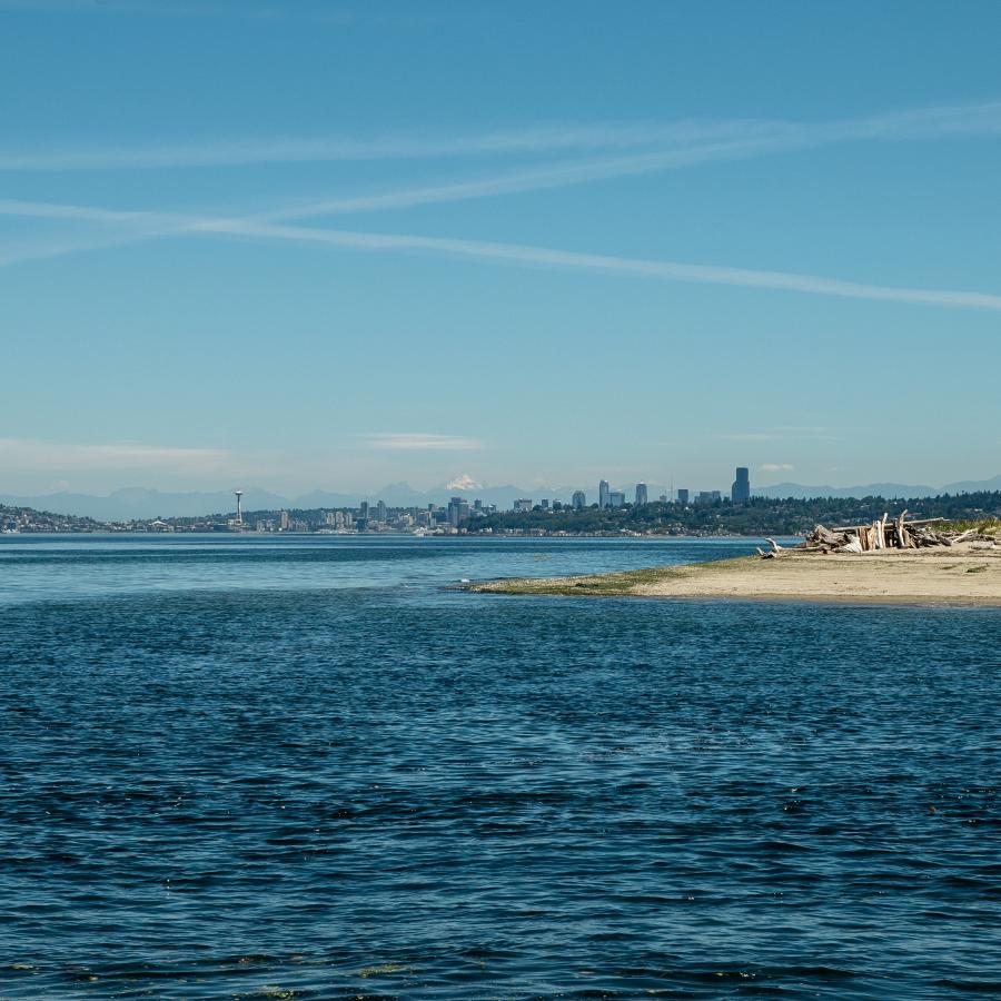 Puget Sound view of Seattle from Blake Island