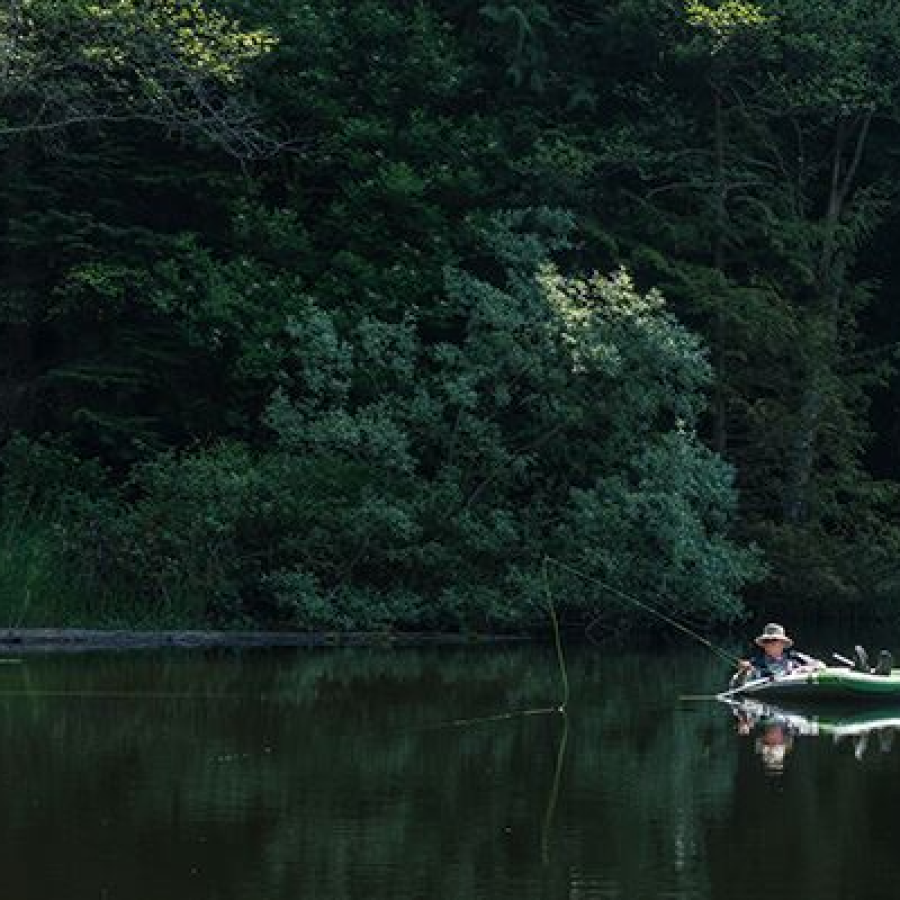 Person fishing on the lake