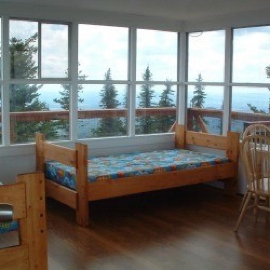 Quartz Mountain Fire Lookout Interior with outside view