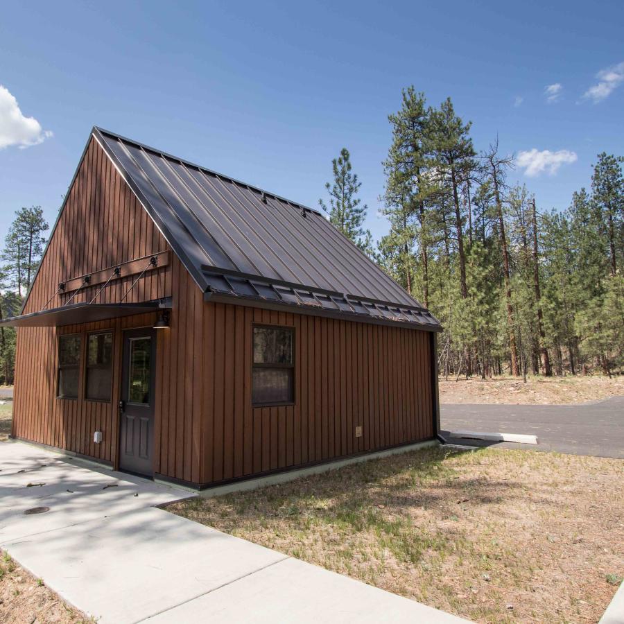 Riverside Cabin with trees in background