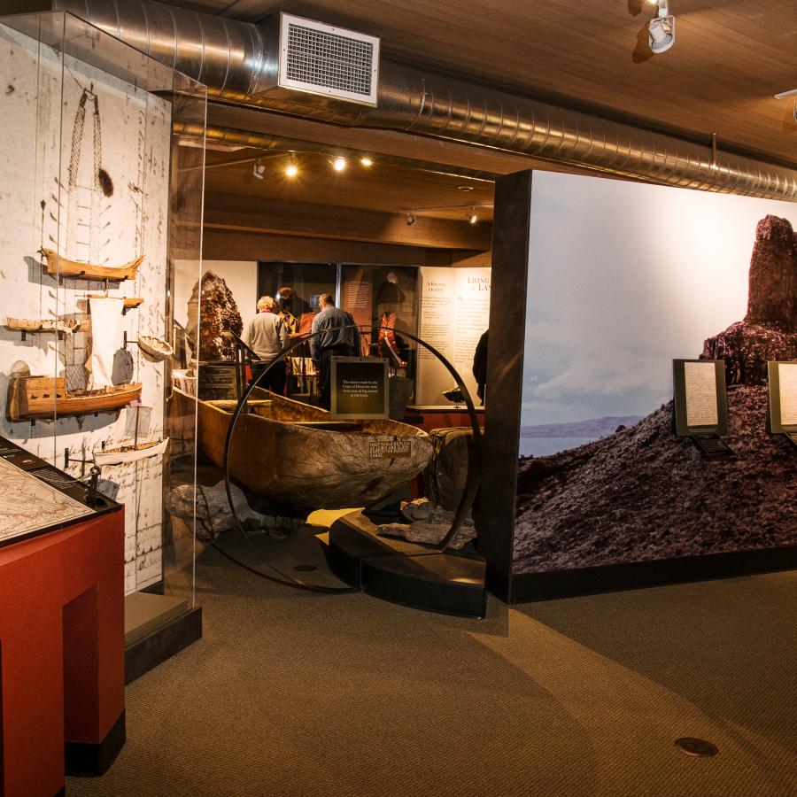 Displays inside the interpretive center at Cape Disappointment.