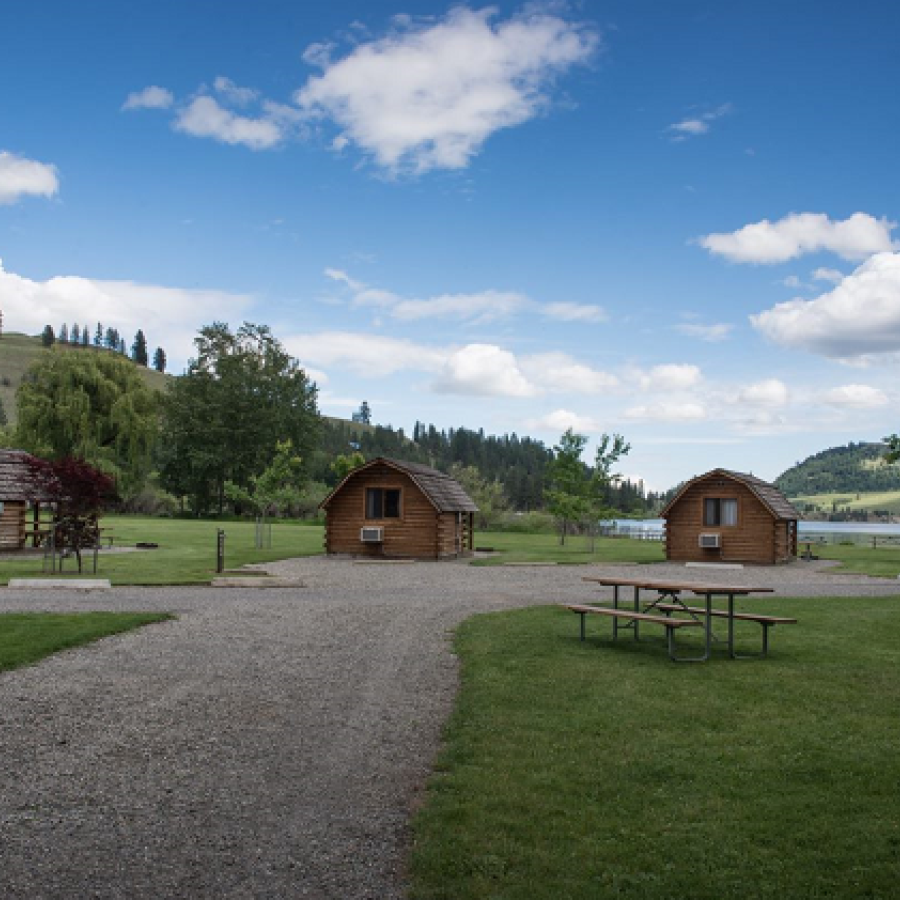 Conconully Cabins Exterior with road