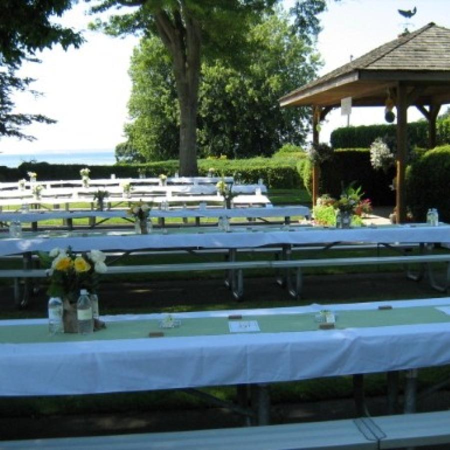 Peace Arch American Kitchen Tables and Gazebo in background