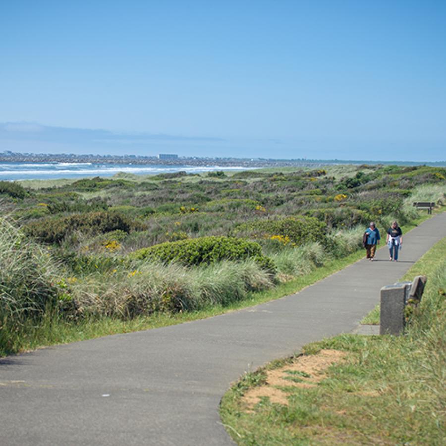 The ADA trail along the beach at Westport Lighthouse State Park.