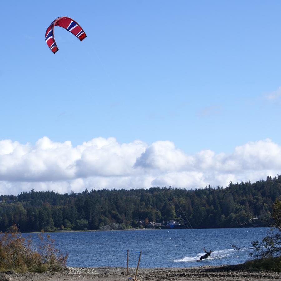 Belfair shore kite surfing on Hood Canal