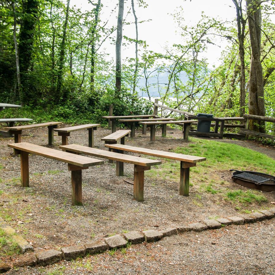 Scenic Beach group area with fire pit near beach