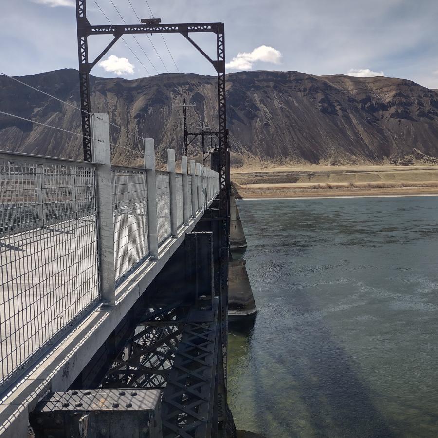 A view of the water from a bridge along the Palouse to Cascades State Park Trail.