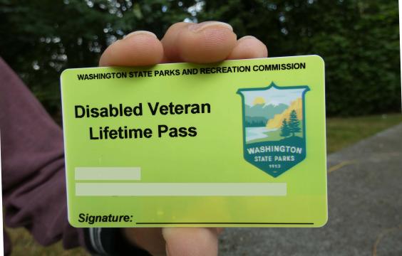 Disabled Veteran Pass, bright green with State Parks logo